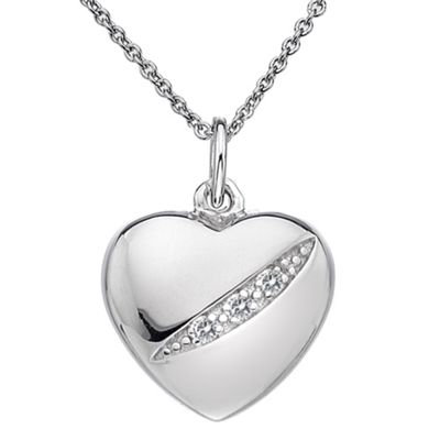 Sterling silver diamond heart pendant